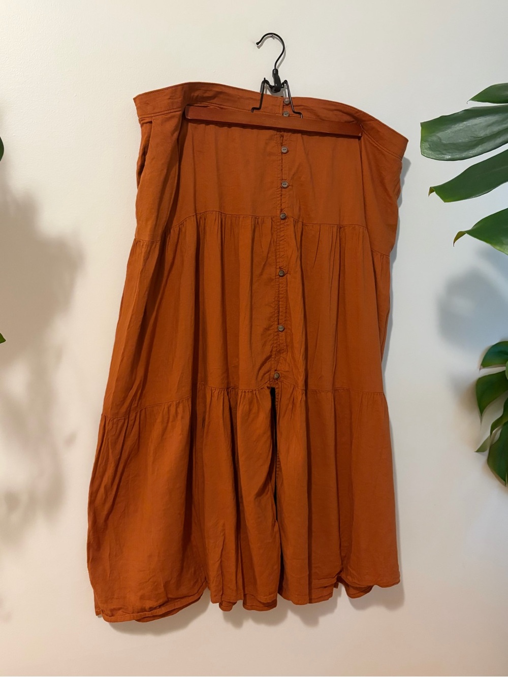 Rust Tiered Button-Front Women's Skirt